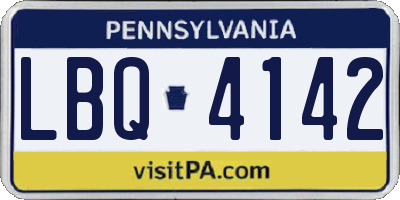 PA license plate LBQ4142