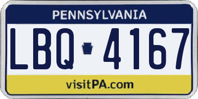 PA license plate LBQ4167