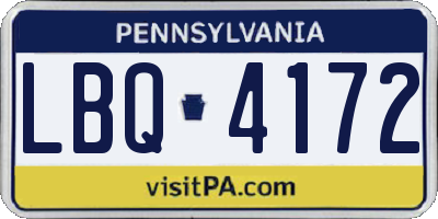 PA license plate LBQ4172