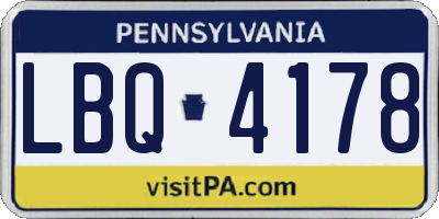 PA license plate LBQ4178
