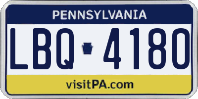PA license plate LBQ4180