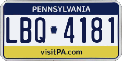 PA license plate LBQ4181