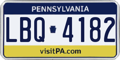 PA license plate LBQ4182