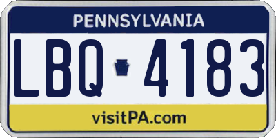PA license plate LBQ4183