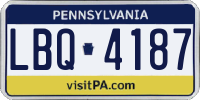 PA license plate LBQ4187