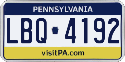 PA license plate LBQ4192