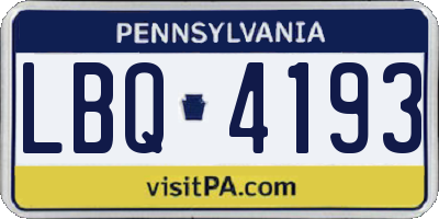PA license plate LBQ4193