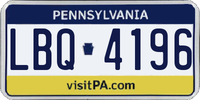 PA license plate LBQ4196