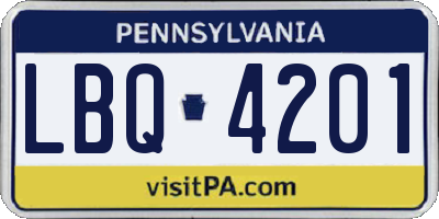 PA license plate LBQ4201