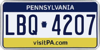 PA license plate LBQ4207