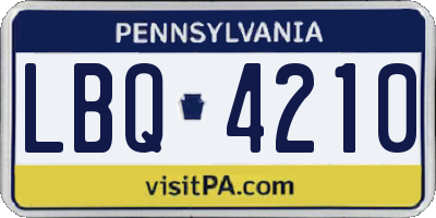 PA license plate LBQ4210