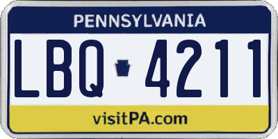 PA license plate LBQ4211