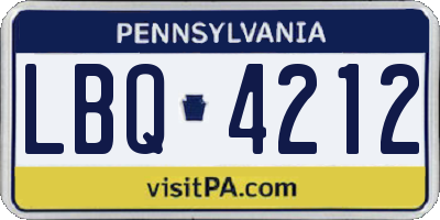 PA license plate LBQ4212