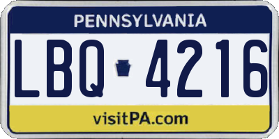 PA license plate LBQ4216