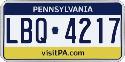 PA license plate LBQ4217