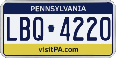 PA license plate LBQ4220