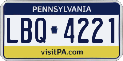 PA license plate LBQ4221