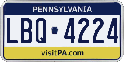 PA license plate LBQ4224