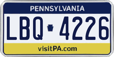 PA license plate LBQ4226