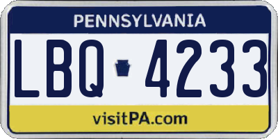 PA license plate LBQ4233