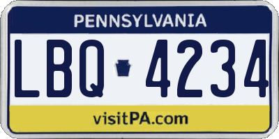 PA license plate LBQ4234