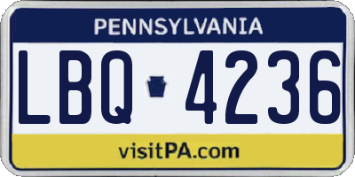 PA license plate LBQ4236