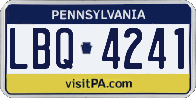 PA license plate LBQ4241