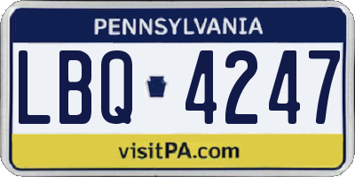 PA license plate LBQ4247