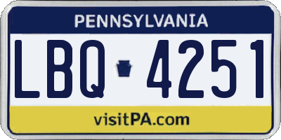 PA license plate LBQ4251