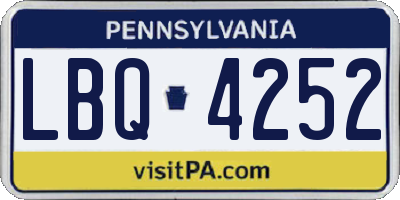 PA license plate LBQ4252