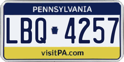 PA license plate LBQ4257