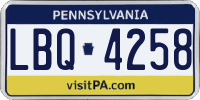 PA license plate LBQ4258