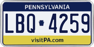 PA license plate LBQ4259