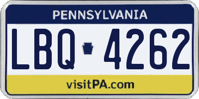 PA license plate LBQ4262