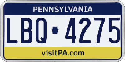 PA license plate LBQ4275