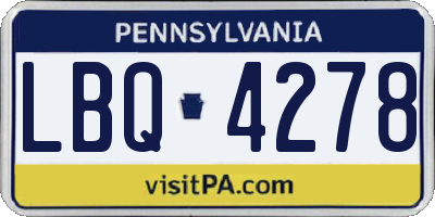 PA license plate LBQ4278