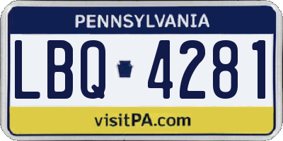 PA license plate LBQ4281