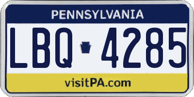 PA license plate LBQ4285