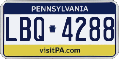 PA license plate LBQ4288