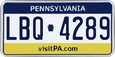PA license plate LBQ4289