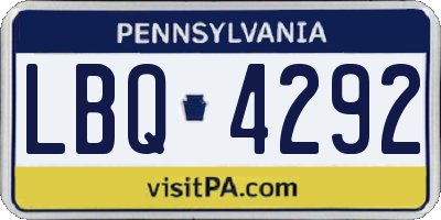 PA license plate LBQ4292