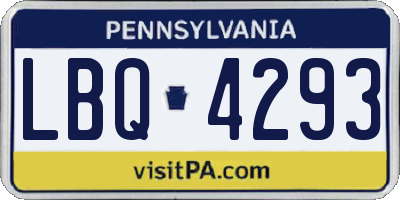 PA license plate LBQ4293