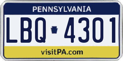 PA license plate LBQ4301