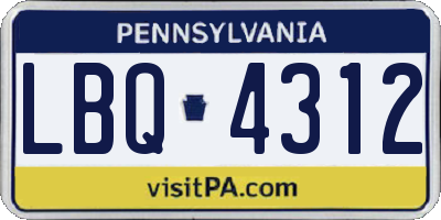 PA license plate LBQ4312