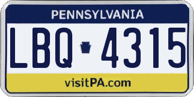 PA license plate LBQ4315