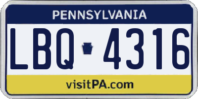 PA license plate LBQ4316