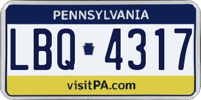 PA license plate LBQ4317