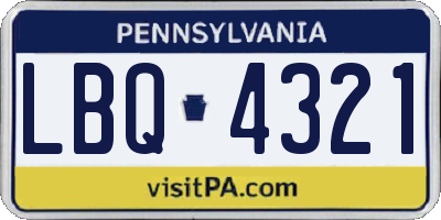 PA license plate LBQ4321