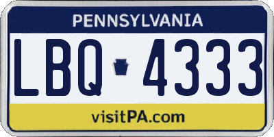 PA license plate LBQ4333
