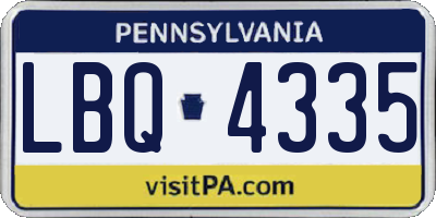 PA license plate LBQ4335